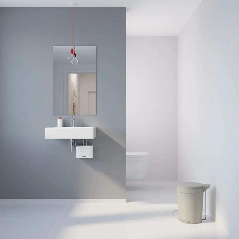 Bathroom with Mini Tankless Electric Water Heater 2.4 KW Space Saver That Delivers On Demand Hot Water Easy Mount Epic Energy Savings