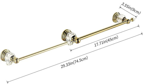 Gold Crystal Towel Bar With Adjustable Rack For That Boss Vibe Luxury Gold Finished Wall Mounted Towel Holder Space Saving Single Rail