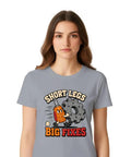 Classic Cool Stubby Screwdriver T-Shirt For DIY Engineers With Short Legs Big Fixes Humor on a woman in a gray tee.