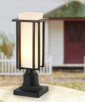 Outdoor Post Light For Patio And Garden, All Weather Sand Black Metal Lantern With 3 Inch Base, Milk White Frosted Glass