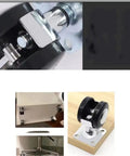 Close-up of Rock Solid Four Pack Office Chair Casters Featuring Silent Rubber Wheels and Bulletproof Zinc Alloy Bases for smooth rolling.