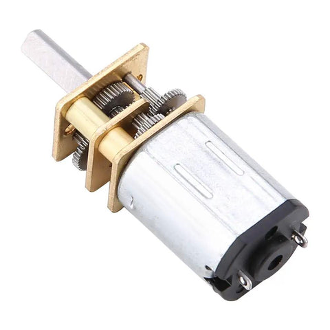 Compact 6V DC Gear Motor With Metal Gearbox For Tiny Projects N20 Micro Geared Motor Low Speed High Torque shown in close-up angle.