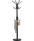 Freestanding Modern Coat Rack With Natural Marble Base And No Wobble Metal Frame 11 Hooks Hall Tree For Jackets Hats Bags