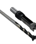 Built Tough Three Quarter Inch Square Hole Drill Bits Mortising Chisel Set Heavy Duty Bearing Steel with sharp cutting edges visible.