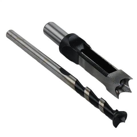 Built Tough Three Quarter Inch Square Hole Drill Bits Mortising Chisel Set Heavy Duty Bearing Steel with sharp cutting edges visible.