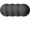 Heavy Duty American Flag Wheel Hub Center Caps 4 Pack with rustproof aluminum, 2.2 inch diameter, designed for trucks and SUVs.