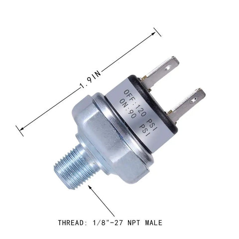 90 To 120 PSI Air Pressure Switch For Air Compressors 1/8 Inch NPT Male Thread DC 24V Or 12V
