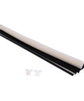 Side view of Partsflow beige sunshade roll with black mounting rail for Cadillac SRX sunroof, includes clips