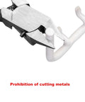 Precision Model Cutter Pliers For Puzzle Building, Diagonal Nippers cutting a white plastic rod, detailed metal blade, 125mm length