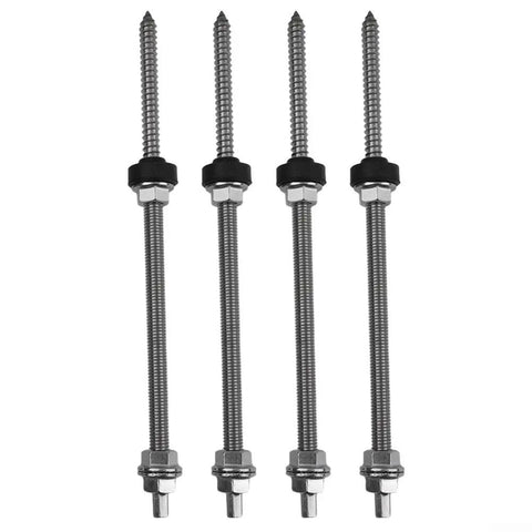 M10 Heavy Duty Hanger Bolts For Solar Panels With EPDM Seal And Locking Nut Stainless Steel Roof Mount Adapter, 4 Pack