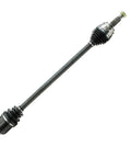 Mitsubishi Lancer Front CV Axles For 2008 To 2017 FWD Automatic CVT Compatible Pair Ready To Install New DTA Left And Right Axles Will Not Fit Ralliart Or Evolution Trims 12 Month 12000 Mile Warranty. Front CV axle assembly shown on white background