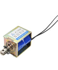 12V 60N Push Pull Solenoid Electromagnet With 10mm Stroke Open Frame Linear Actuator For Precise Mechanical Projects, Beefy 3A Current, Compact 37x41x51mm Frame, JF-1250B-12V, open-frame metal solenoid with wires