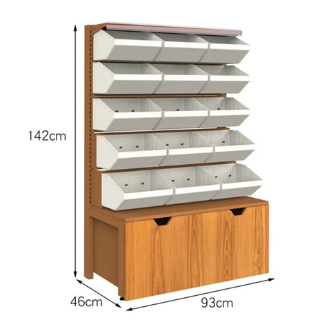 Heavy Duty 5 Tier Steel Storage Shelves Solid Adjustable Metal Rack System With Thick Wood Panels, 142cm tall with bins.