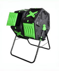 37 Gallon Dual Chamber Compost Tumbler with Sliding Doors for Outdoor Gardens, built tough rotating bin with metal base