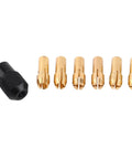 Six Piece Collet Chuck Sleeve Kit 1mm to 3.2mm Capacity with M8x0.75 Cap fits tools, showing six brass sleeves and black cap