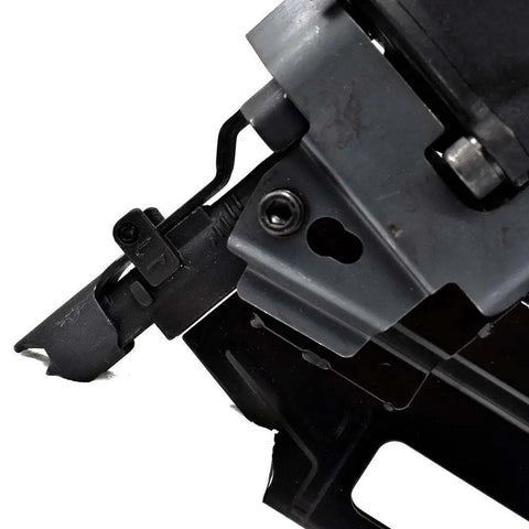 Close-up of 21 Degree Full Round Head Framing Nailer No Depth Adjustment Delivers Two To Three And A Quarter Inch Nails From.113 To.148