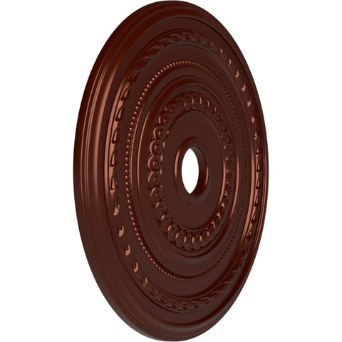 Antique Copper Ceiling Medallion For Cole Canopies Up To 9 And 1 Eighth Inches, Twenty Five And Three Eighths Inch Outer Diameter, Three And Three Eighths Inch Inner Diameter, One And Three Eighths Inch Projection, Lightweight With Hand Painted Detail.