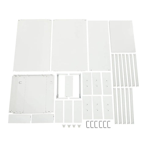 Heavy Duty Six Drawer Metal File Cabinet With Smooth Ball Bearings Slick White Rolling Filing Cabinet For Home Office parts and assembly pieces laid out.