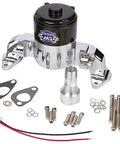 Beefy Big Block Chevy Electric Water Pump Boasts A Slick Chrome Aluminum Finish Delivering A Rock Solid 35 GPM Flow For 396 427 And 454 Engines With 12 Volt Kick And Complete Mounting Gasket Kit Ready For Tight Engine Bay Hustle, showcasing chrome finish and mounting hardware.