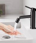 Black 360 Degree Swivel Aerator Bathroom Sink Faucet With Built In Aerator And 360 Degree Rotation for Precise Water Direction