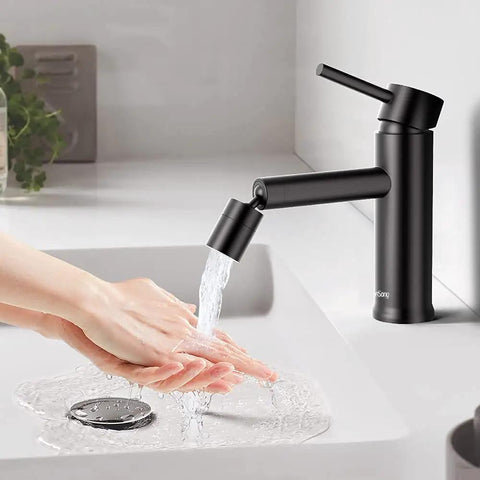 Black 360 Degree Swivel Aerator Bathroom Sink Faucet With Built In Aerator And 360 Degree Rotation for Precise Water Direction