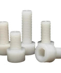 Top Shelf M3x8 Nylon PA66 Hex Socket Head Cap Screws Nuts And Washers Assortment Kit Chemical Resistant Non Conductive Fasteners in set of 5.