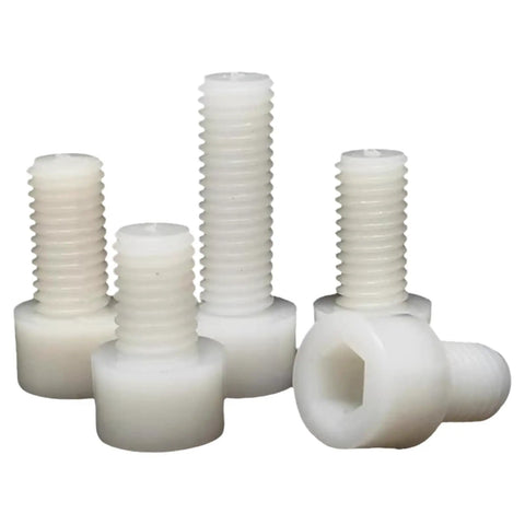 Top Shelf M3x8 Nylon PA66 Hex Socket Head Cap Screws Nuts And Washers Assortment Kit Chemical Resistant Non Conductive Fasteners in set of 5.