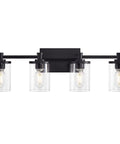 4 Light Black Vanity Light Fixtures For Modern Bathrooms Over The Mirror With Clear Glass Shades And Durable Metal Base