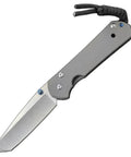 Titanium Alloy Handle Outdoor Knife with S35VN Blade for Camping and Hunting, angled view