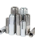 20 Pack One Quarter Inch Premium Stainless Steel Knurled Drop-In Anchors For Solid Concrete Internal Forced Expansion Heavy Duty Fasteners