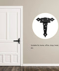 Heavy Duty Shed Door Hinges With Screws 2 Pack installed on indoor door, black iron design, suitable for homes and offices.