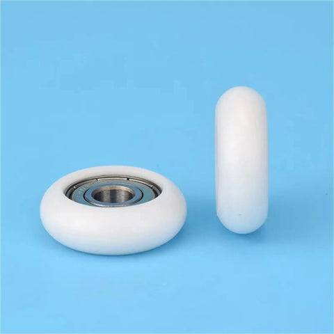 Heavy Duty Circular Arc Plastic Coated 608ZZ Bearings With Low Noise Design Featuring Self Lubricating Pom Guide Wheels.