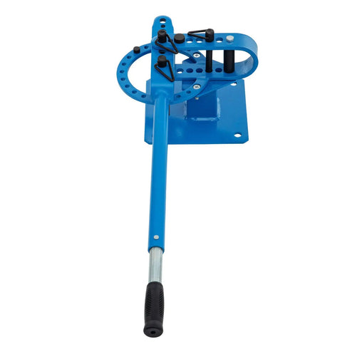 Beefy Manual Bender For 1 To 2 Inch Round And Square Metal Bars With 7 Bending Dies, blue hand crank tool for bending steel bars