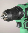 Cordless 18V Drill And Impact Driver Combo Kit With Sub Compact Design, Brushless Motors, close-up of drill chuck.