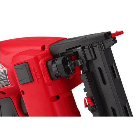 Close-up of M18 Fuel 18Ga One Quarter Narrow Crown Stapler showing tool free depth adjustment feature.
