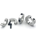 Solid Aluminum Alloy Split Shaft Collar Locking Limit Ring Kit With Screws 10mm Fits 6 20mm Bore Anodized Surface Keeps It Shiny Bright And Holds Firm Like A Boss When You Are Using It For Serious Work. split shaft collars with screws on white background