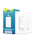 Versatile Smart Dimmer Switch Single Pole Built For Fast Hookup With Required Neutral Wire, shown in two pack with box.