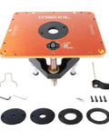Heavy Duty Router Table Lift System For 4 2 Inch Router Motors With Solid Aluminum Base Plate, includes adjustable micro dial.