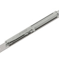Close-up of Brushed Nickel Sliding Barn Door Hardware Track Kit With Soft Close, top-mounted heavy-duty six-foot system for 36-inch panels.