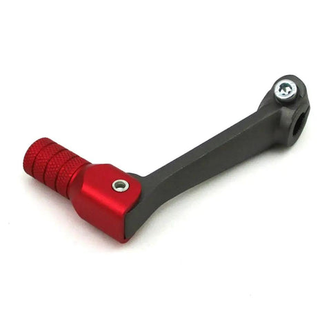 Short Gear Shift Lever Shifter For 50cc To 250cc Pit Dirt Bikes, durable aluminum upgrade in red and gray, side view