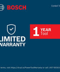 Image featuring Bosch limited warranty, 1-year tool symbol, relevant for GWS25-230JR 9 Inch Large Angle Grinder With 15 Amp Motor.