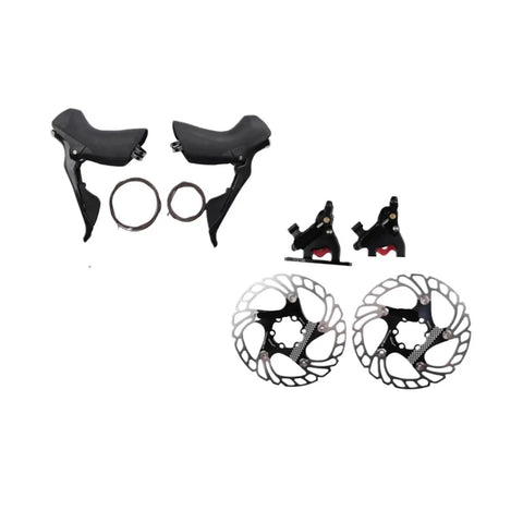 Ride Ready Road Bike Shifter Pair With Slick Shifting 2x11 Speed Mechanical Levers Compatible With Shimano Ultegra R8000 And R7000 Systems Plus Includes Hella Durability 160Mm Disc Brake Rotor.