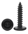 Black Plated Hex Socket Flat Round Head Wood Screw M4x12mm Self Tapping for Quick Furniture Assembly No Pre Drill Required