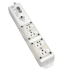 Medical-Grade Power Strip With Hospital-Grade Outlets, 15 Foot Cord, UL 60601-1 Compliant, Locking Safety Covers in white casing