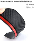 Close-up of flexible PVC Universal Fit Side Mirror Rain Guards Eyebrow Visor Shields 2 Pack Easy Peel And Stick ABS Plastic Covers