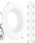 12 Pack 6 Inch LED Recessed Downlights with Baffle Trim, ready for ceiling retrofit, 965 lumens, 13W, 120W equivalent, 5000K daylight