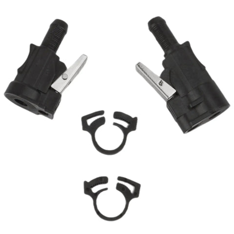 Three Eighth Inch Marine Fuel Tank End Connect Kit for Outboard Motors, includes connectors and clips, top view