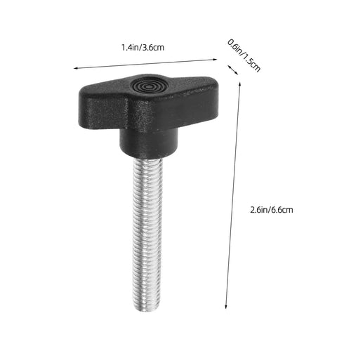 Five Piece M8 X 50 Millimeter Thumb Screw Kit With Wing Knobs For Tool Free Hand Tightening Quick Adjustments And Killer Grip. Black thumb screw with ergonomic wing grip.