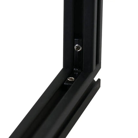 Close-up of 20 Piece 2020 Series Black T Slot L Shape Corner Connector Bracket installed on aluminum extrusion profile 6mm