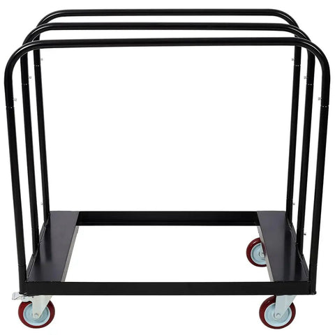 Rock Solid Drywall Cart And Panel Truck With 1500 Lb Capacity Heavy Duty Steel Platform Dolly featuring five inch swivel casters from side view.